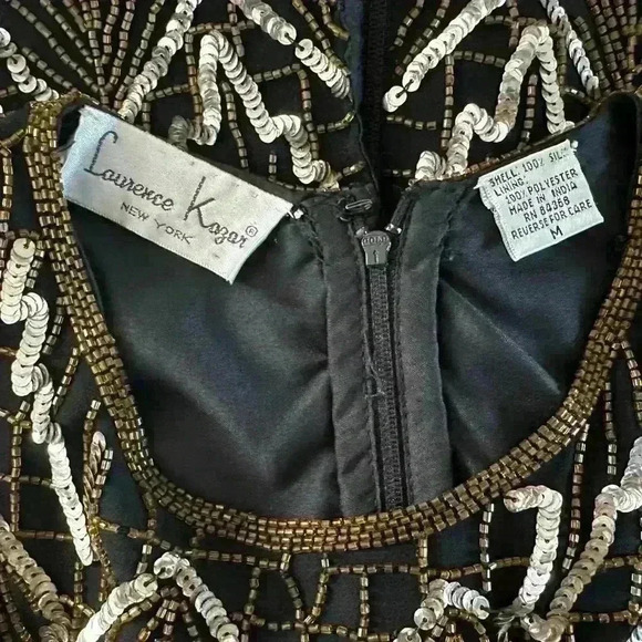 Vintage Laurence Kazar silk beaded sequin‎ party dress size medium - Picture 11 of 13